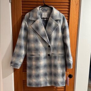 AVEC LES FILLES Grey Plaid Coat